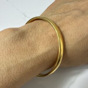 Vintage Monet 80s Gold Bangle Bracelet Smooth Textured Stackable Signed